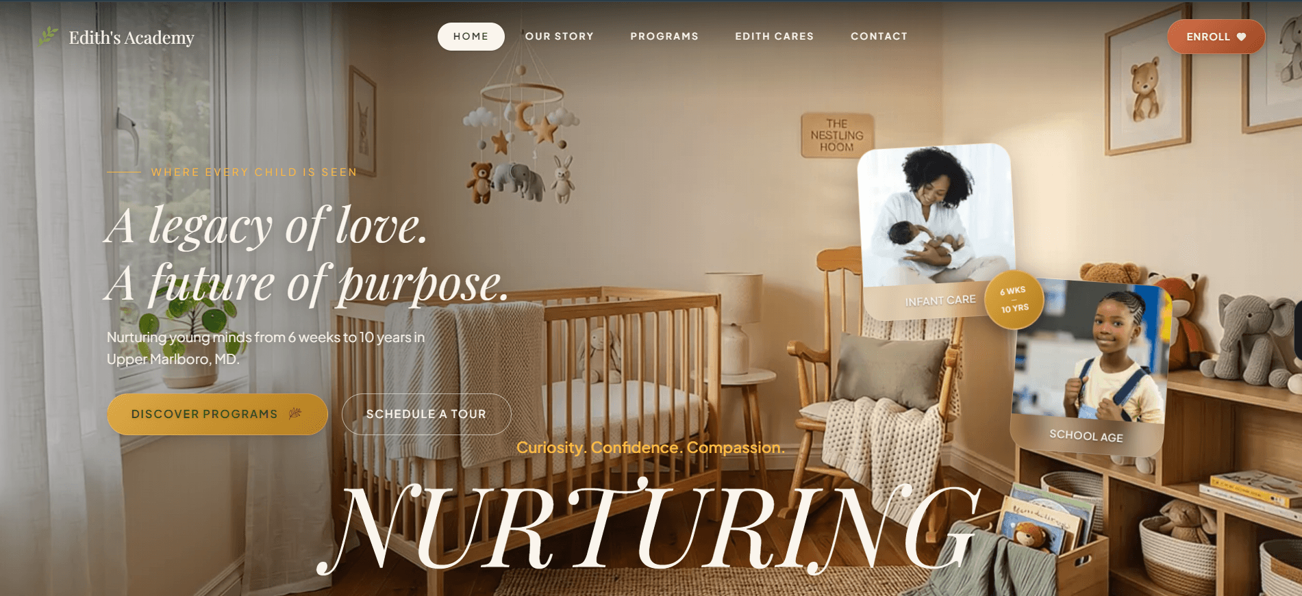 Edith's Academy childcare website design by Harlae