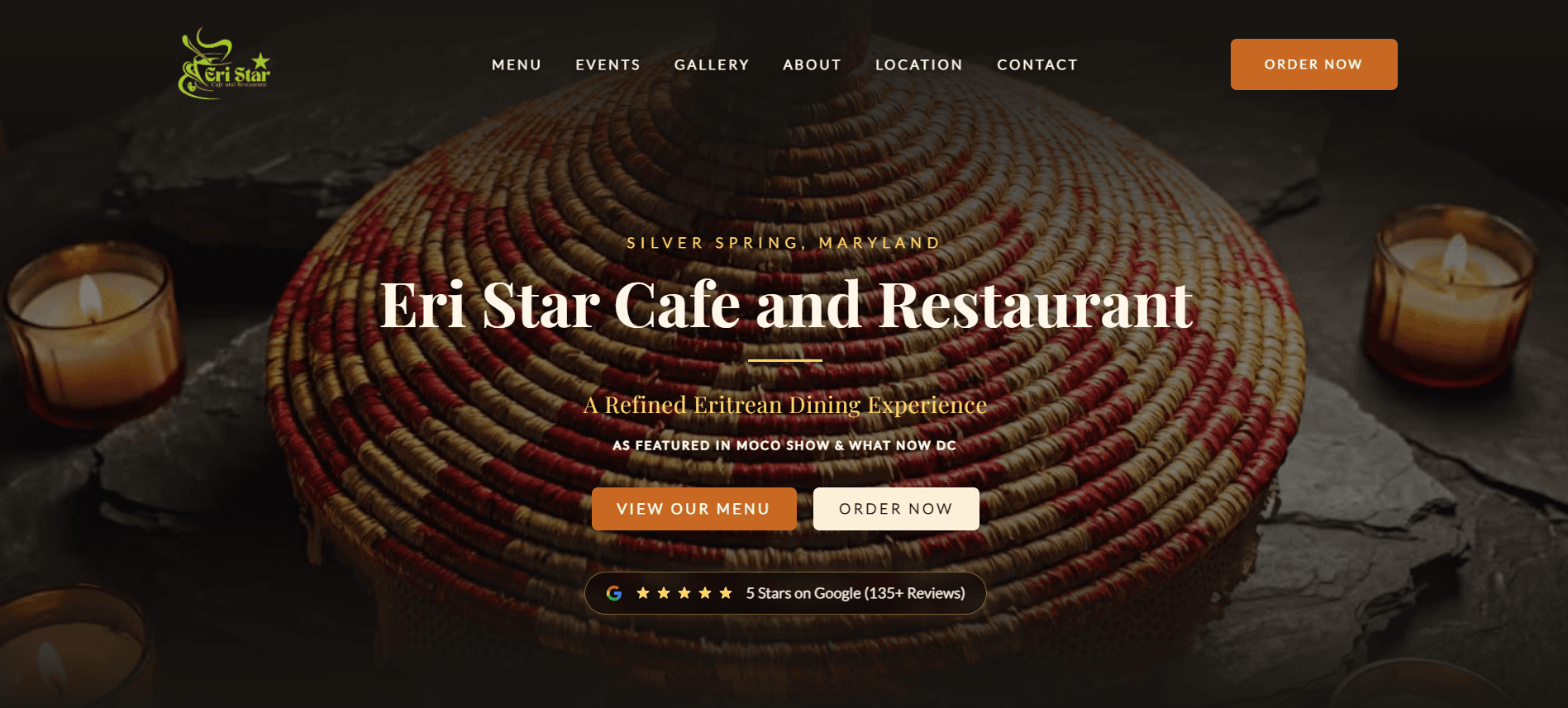 Eri Star Cafe Eritrean restaurant website design by Harlae