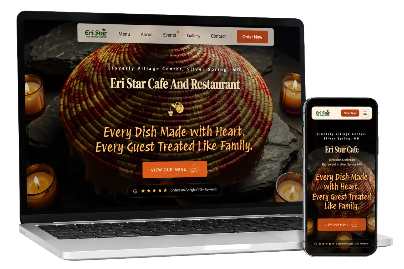 Eri Star Cafe and Restaurant Website Design Preview