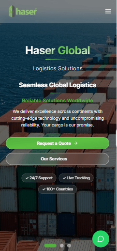 Haser Global international logistics website design by Harlae — Mobile View